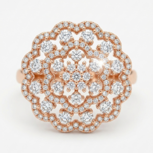 Rose Gold Floral Cluster Diamond Ring