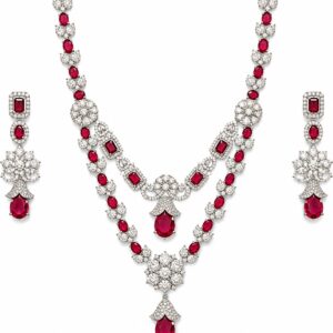 Luxury Ruby Diamond Jewelry Set for Women  & Girl | Bridal & Party Wear