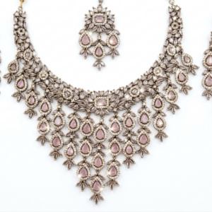 Luxe Pink Stone Kundan Style Jewelry Set