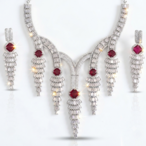 Aria Luxury Silver-Tone CZ Necklace Set