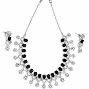 Gothic Romance Black Crystal Cluster & Starflower Droplet Jewelry Set