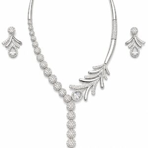 Glomorous CZ/AD Crystal Leaf Motif Jewelry Set